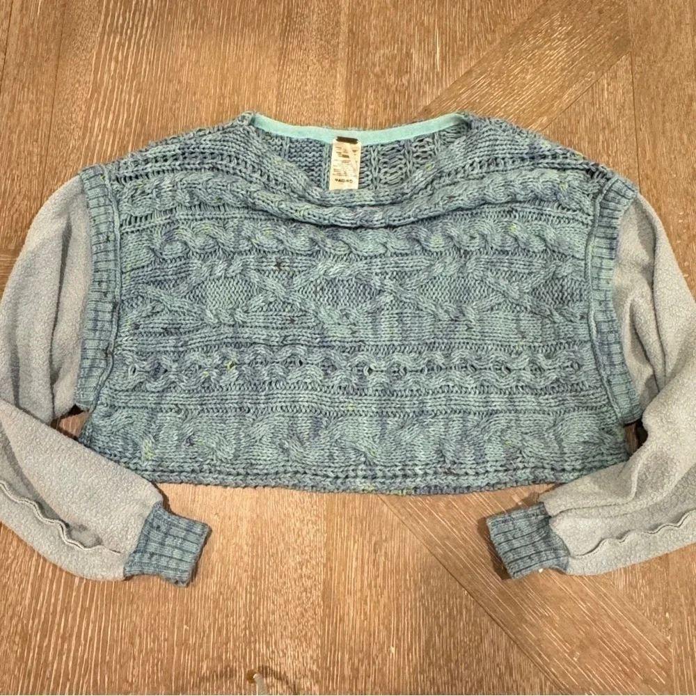 NEW FREE PEOPLE HONEY CABLE PULLOVER SIREN BLUE WOMENS SWEATER‎   SIZE XS  NWOT